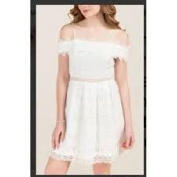 Francescas White Off-The-Shoulder Lace Dress Size Small - Picture 2 of 15